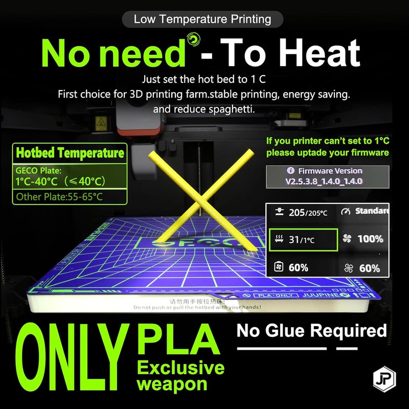 Wefuit Upgraded Kobra S1 Build Plate Geco Plate,264x276MM PLA Cold Printing Plate (No Heating) Energy Saving Room Temperature Printing Spring Steel Hot Bed for Anycubic Kobra S1 Combo/Kobra S1 ACE Pro. - Image 3